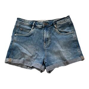 Zara TRF Womens Denim Shorts Size 4 Cuffed Light Wash Mid Rise Jean Shorts